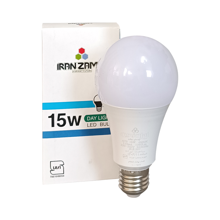 لامپ ال ای دی 15 وات ایران زمین مدل حبابی مهتابی