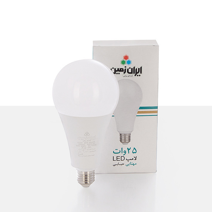 لامپ ال ای دی 25 وات ایران زمین مدل حبابی مهتابی