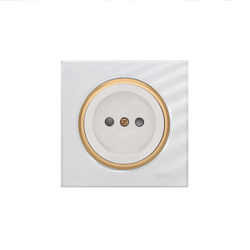 پریز برق محافظ دار آلفا زه طلایی، جنس گلس، طرح اسپرت (رنگ سفید)