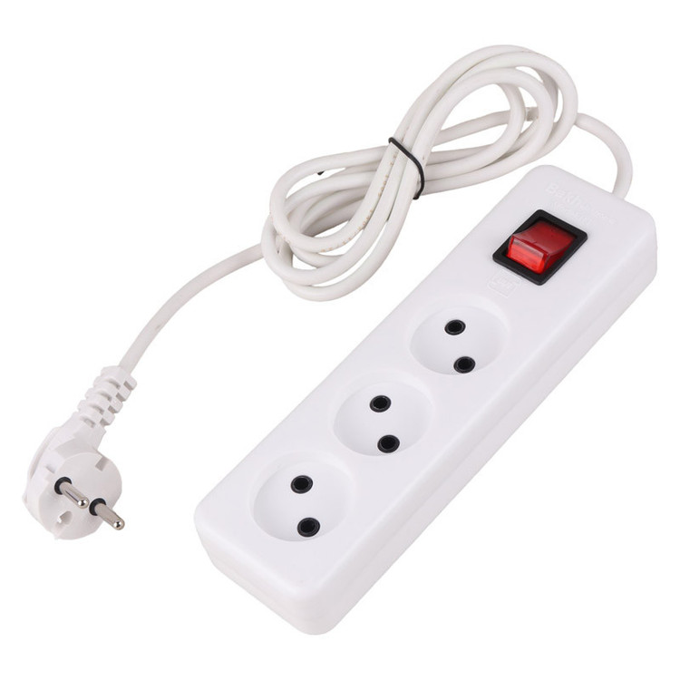 سه خانه برق باخ الکترونیک بدون ارت H-3 کابل 1.8 متری